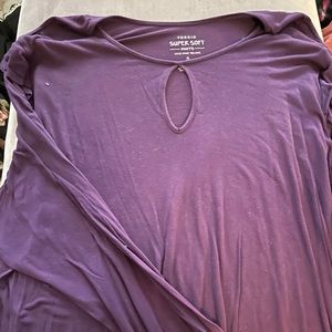 Purple torrid ruffle shoulder super soft blouse